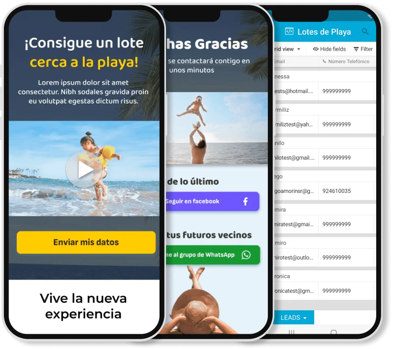 Embudo de landing pages inmobiliario
