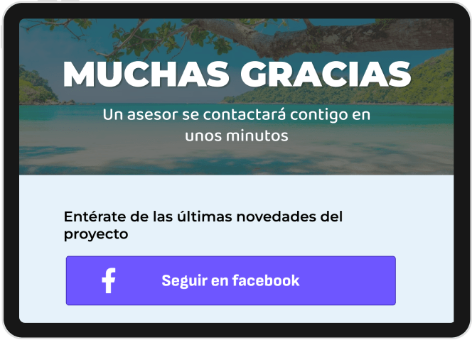 Landing page de agradecimiento adaptable a tablets
