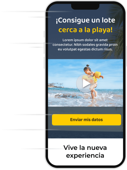Landing page veloz mostrada en un teléfono